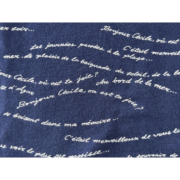 Nice Things Paloma S Anthropologie Top Womens Small Navy White French Script - Picture 6 of 14